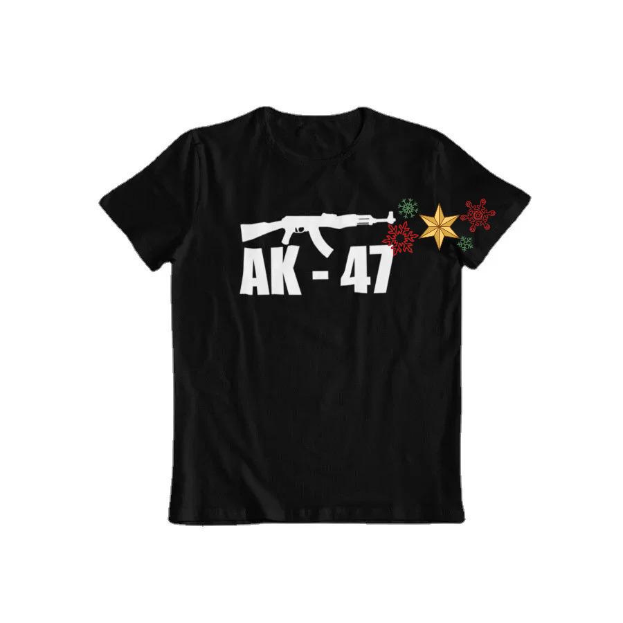 Калашников АК47 Оружие Мужская Футболка Винтовка Военный Солдат Рубашка Короткий Рукав Повседневная Хлопок Круглый Вырез