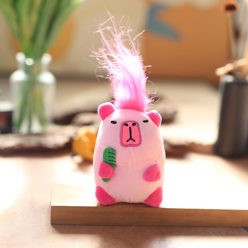 Плюшевый брелок с капибарой, милый кулон в виде сумки, креативный брелок с пушистыми животными, мягкая кукла, брелки, подарок на день рождения, автомобильный кулон, стол