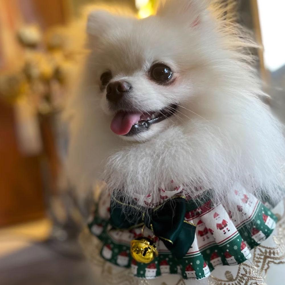 Рождественский кошачий собачий слюнявчик с кружевом, полотенце для слюны, регулируемые аксессуары для костюма питомца