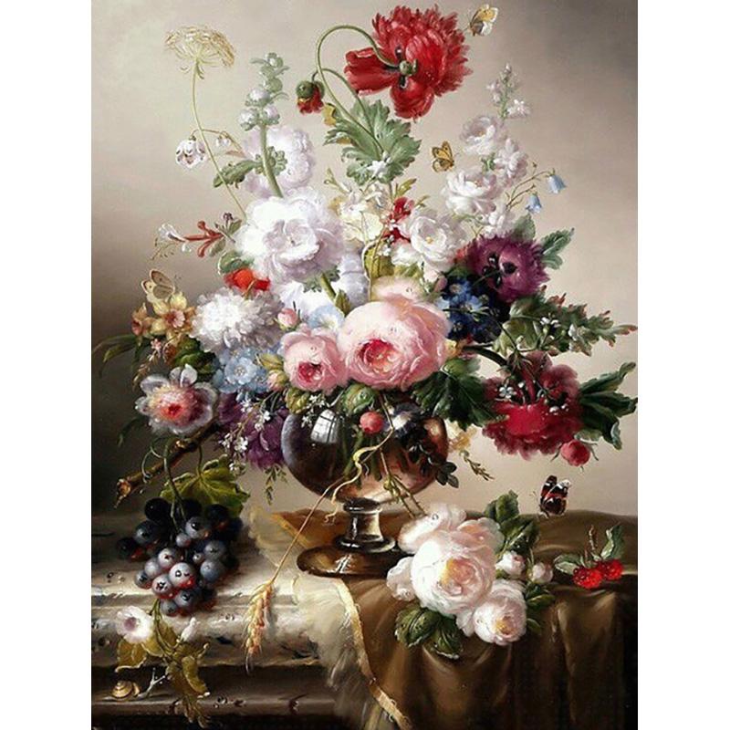 DIY 5D алмазная живопись ваза для цветов вышивка крестиком полная круглая Алмазная вышивка мозаика Цветочная картина из страз Декор подарок