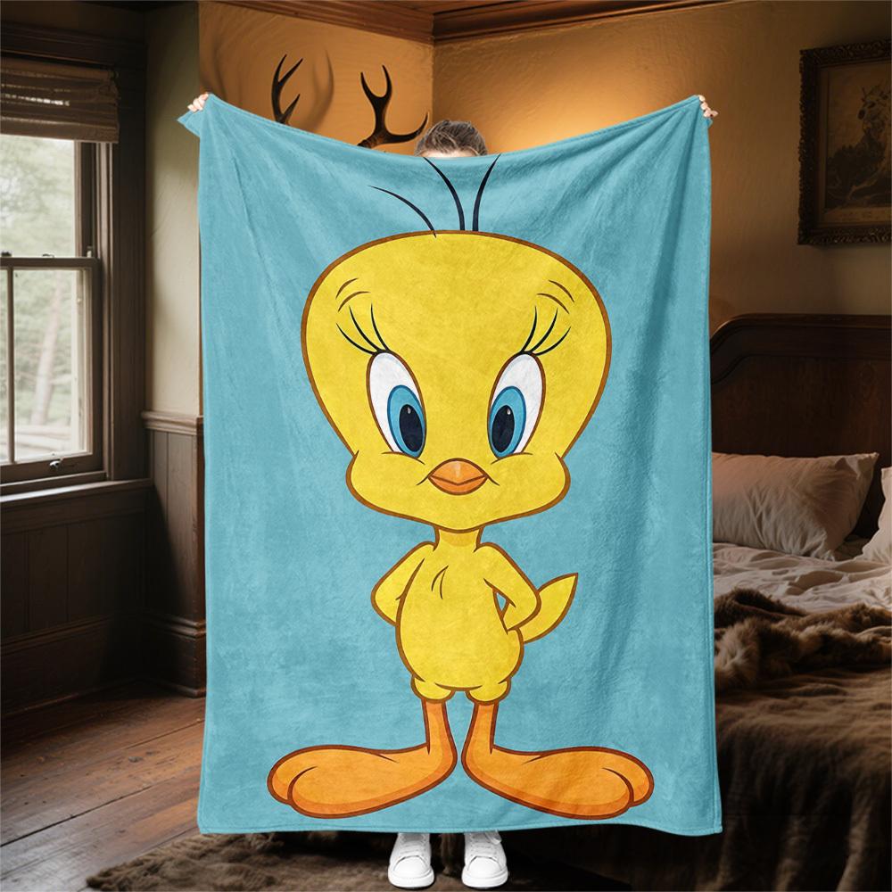 1 шт. мультяшная птица желтая уличный плед - плед-покрывало, мягкий, фланелевый плед, для гостиной, путешествий, кемпинга - 1102121