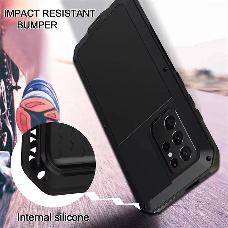 For Samsung S26 S25 S24 S23 S22 S21 + Note 20 Ultra S25 Edge Heavy Duty Protection armor Metal Aluminum Case Shockproof Cover