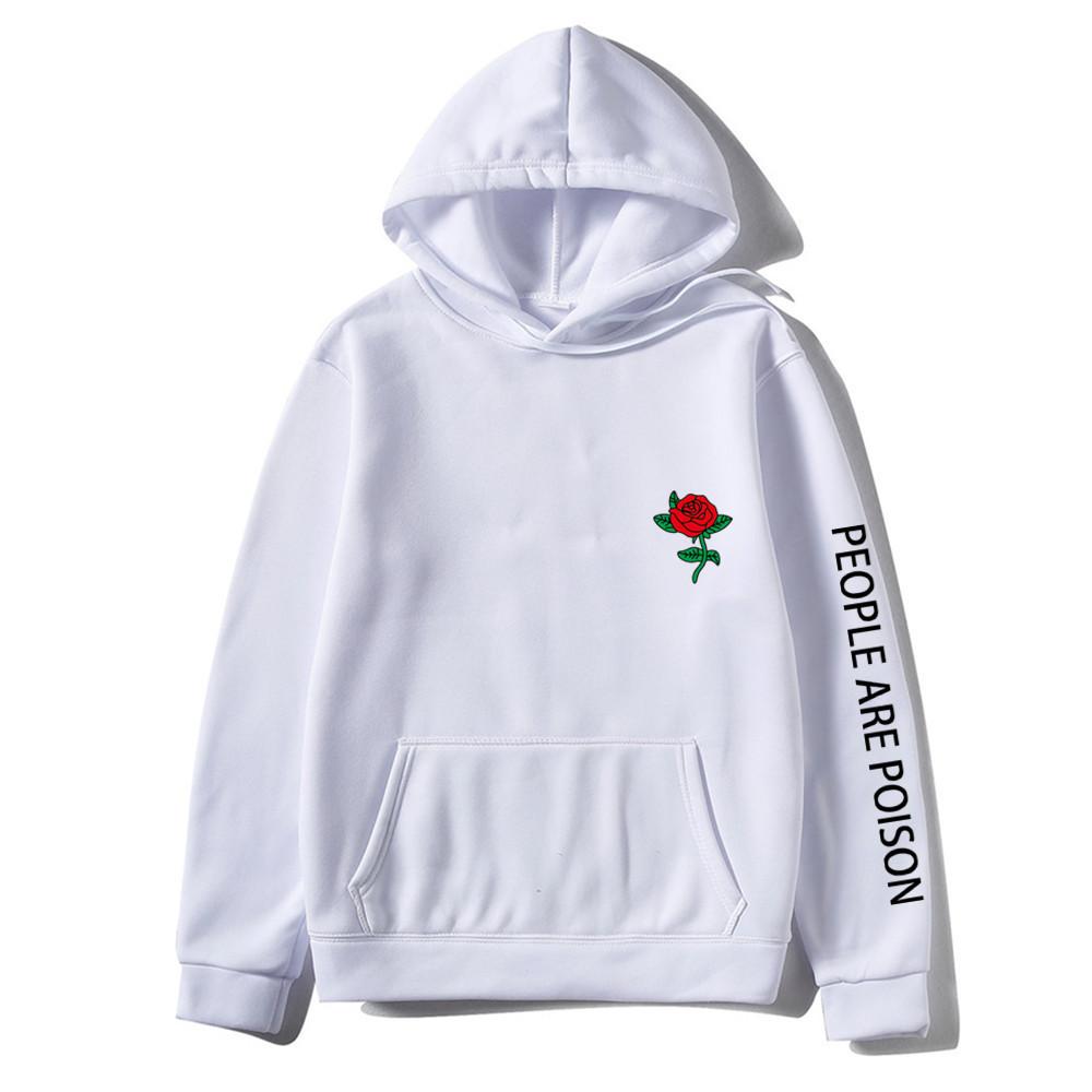 2023 Autumn Winter New Hoodie Men Fashion Red Rose Flower Sweatshirt with Print Autumn Winter Streetwear Men Women Casual Pullover Hoody Male