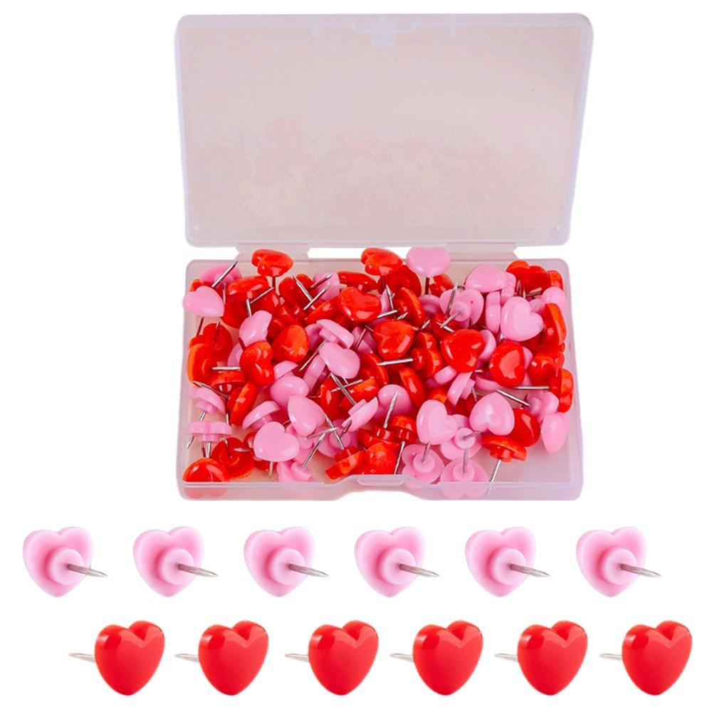 100 шт. Розовые Красные Кнопки-гвоздики Сердечки Любви Многоразовые Канцелярские товары