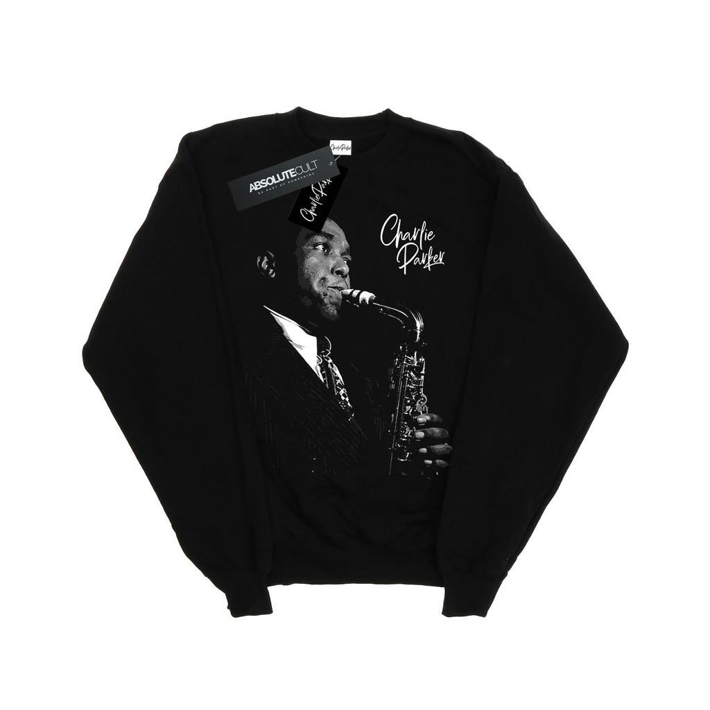 Charlie Parker Mens Playing Saxophone Sweatshirt