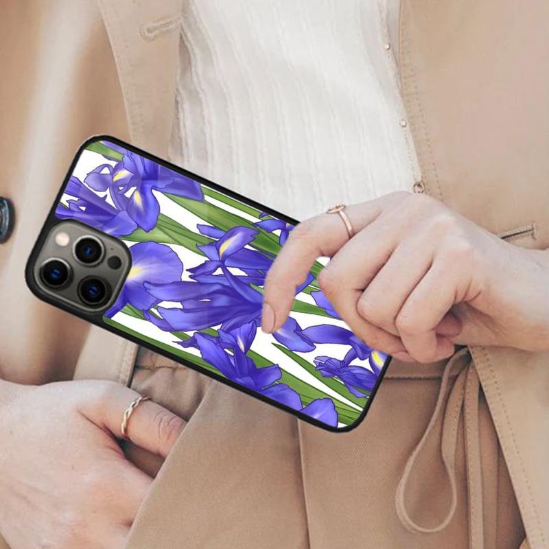 Iris Flower Floral Watercolor Magnetic Phone Case For APPLE iPhone 17 Air 16 14 13 12 Pro Max 15 Plus Wireless MagSafe Cover