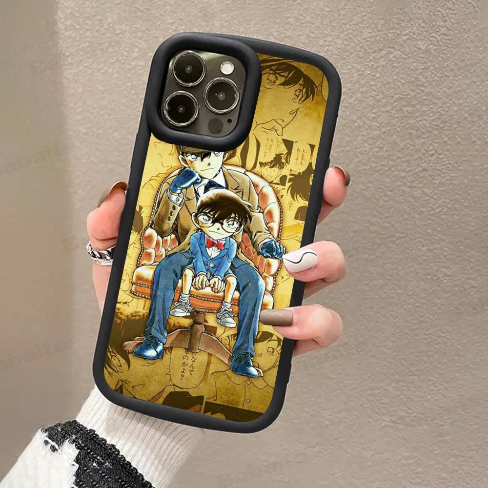Детектив Конан МУЛЬТФИЛЬМ Для IPhone 17 Pro Max 16 15 14 13 12 11 Plus Черный Мягкий Чехол для Телефона