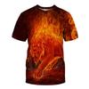Летние мужские футболки с коротким рукавом, модные повседневные, с 3D цифровой печатью животных, лев, круглый вырез