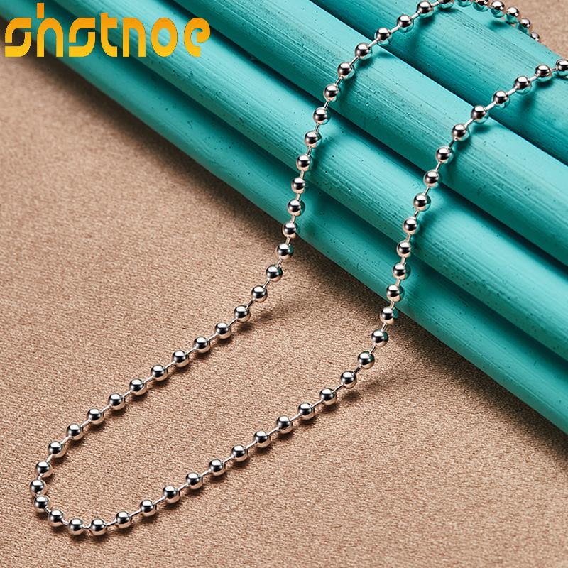 SHSTONE Серебряная цепочка 925 пробы, 2 мм, 18 дюймов, с шариками, для женщин, на вечеринку, помолвку, свадьбу, модный кулон, ювелирные изделия, подарки