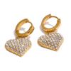 Yhpup Delicate Inlaid Cubic Zirconia Heart Drop Earrings 2025 Stainless Steel Classic Romantic Daily Jewelry Waterproof Gift