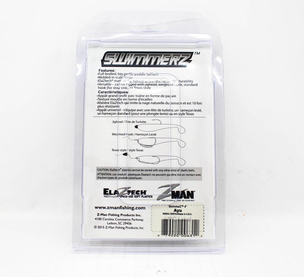 Zman Мягкая приманка SwimmerZ 4 дюйма, 4 шт. в упаковке, Аю (6312)