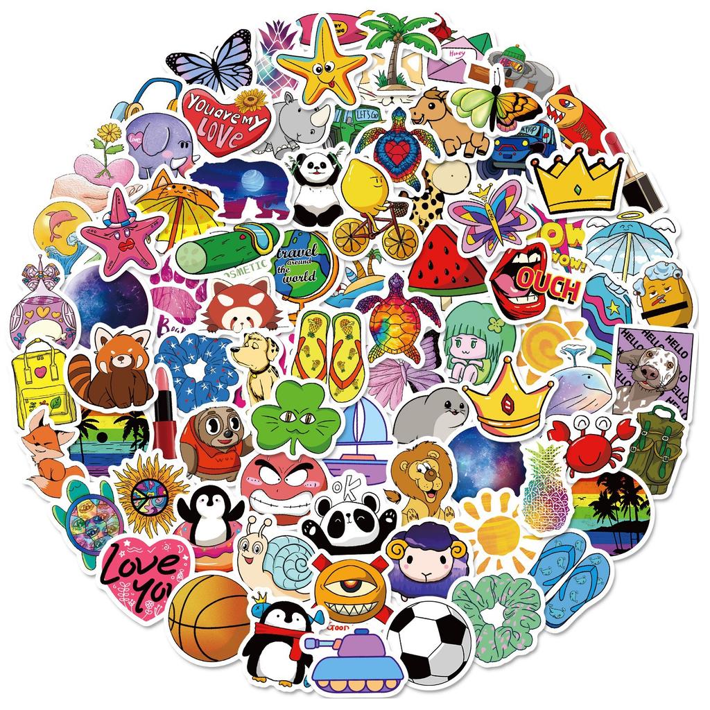 100 Small Size 4cm Small Fresh American Mix and Match Stickers Vinyl Waterproof Temu Stickers