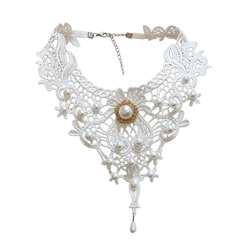 Gothic Lace Clavicle Necklace with Adjustable Clasp for Party Styling, Photo Looks, and Dress-Up Outfit Detail Appeal