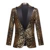 Mens Golden Patterned Sequined Suit Jacket Blazers