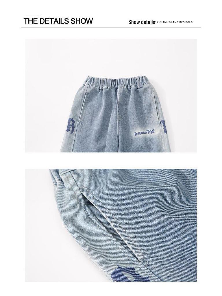 2025 Boys' Autumn & Winter Fleece-Lined Straight Leg Jeans for Kids - Thickened for Warmth