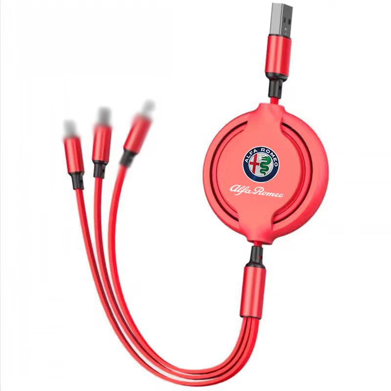 Fast Charing Data Cable 100W Multifunctional 3 in 1 Data Cord For Alfa romeo giulietta giulia stelvio 156 gt 159 147 166 gtv