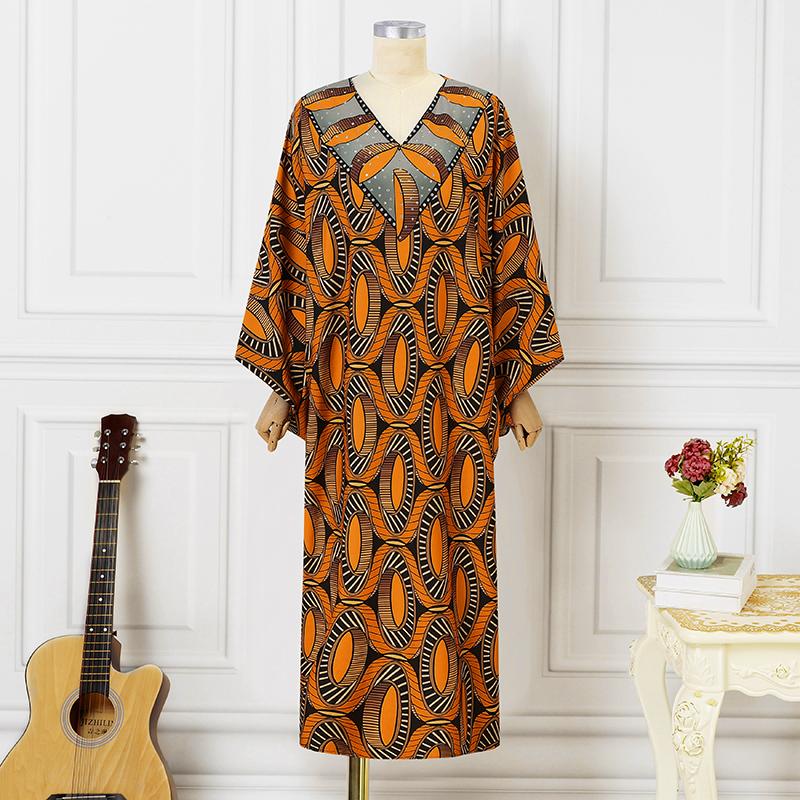 Женские платья больших размеров с V-образным вырезом и длинным рукавом с принтом