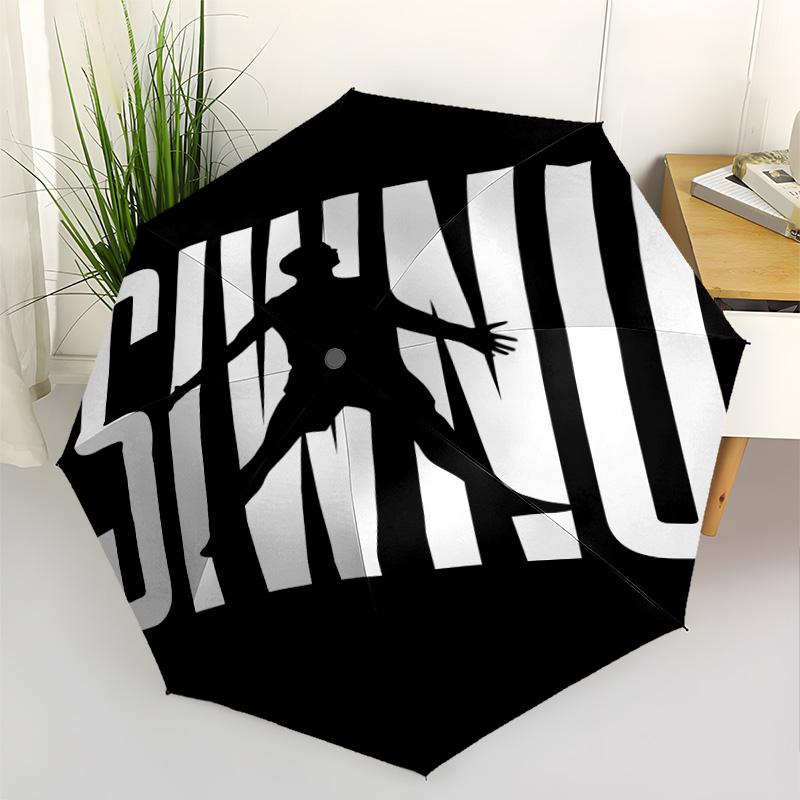 Cr7 Football Legend Outdoor Automatic Umbrella Retractable Design with 8-Rib Durability Durable Plastic & Iron All-Season Use Fashionable