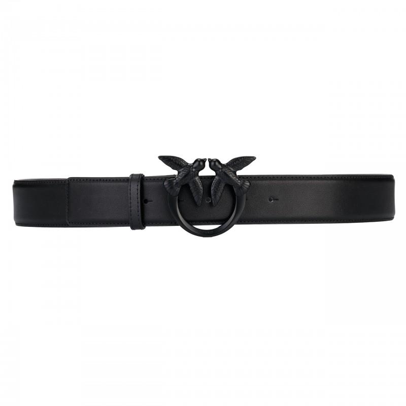 Pinko luxury women's leather belt love berry black - Size: XS