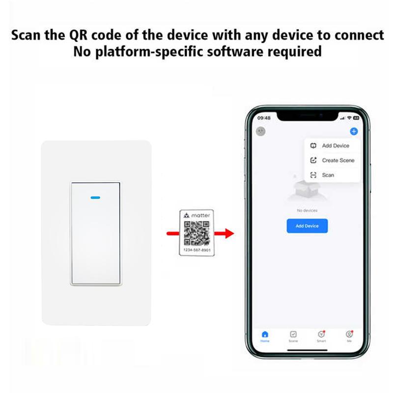 LangYeao Matter WIFI Smart Home Wall Switches Homekit APP Support  US Swithman 1200W 10A Max Load Google Alexa