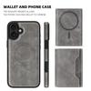 For iPhone 16 Plus Magnetic Case Leather Back Phone Cover with Detachable Card Bag