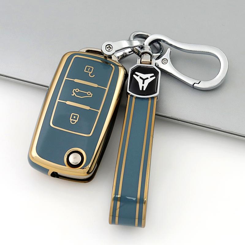 WMNC2 Tpu Car Key Case for VW Volkswagen Polo Tiguan Passat Golf Jetta Lavida Skoda Octavia 3 Buttons Full Cover Protection Shell Bag
