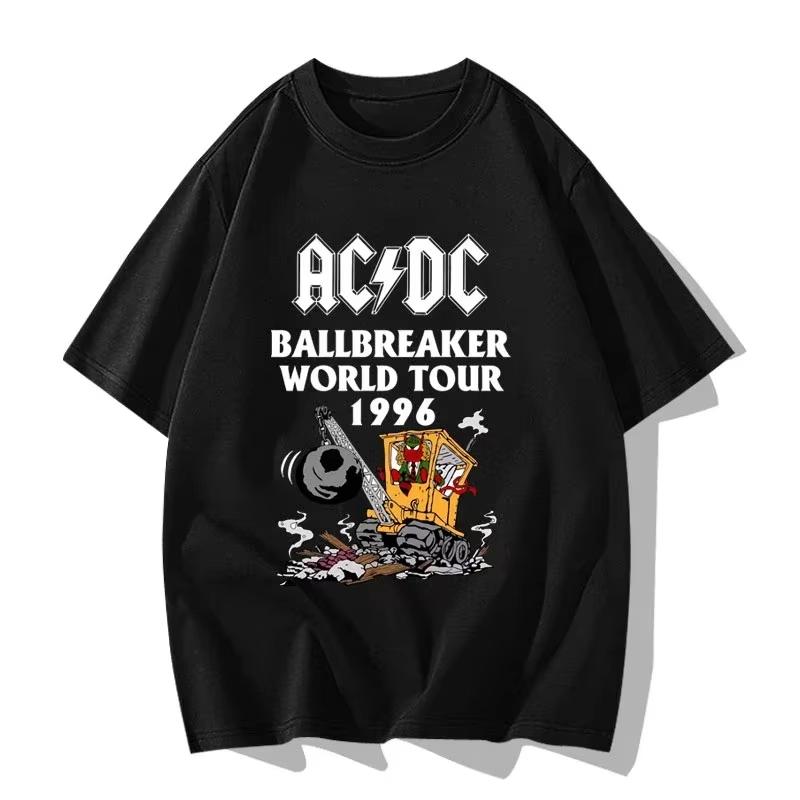 Europe and The United States ACDC Band Around The Nostalgic Classic Cotton Loose  Casual Short-sleeved T-shirt