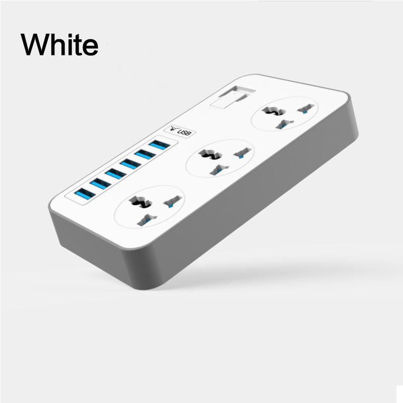 Многофункциональный универсальный удлинитель с 3 розетками, 6 USB-портами для зарядки и шнуром длиной 2 м, вилкой европейского/британского/американского стандарта
