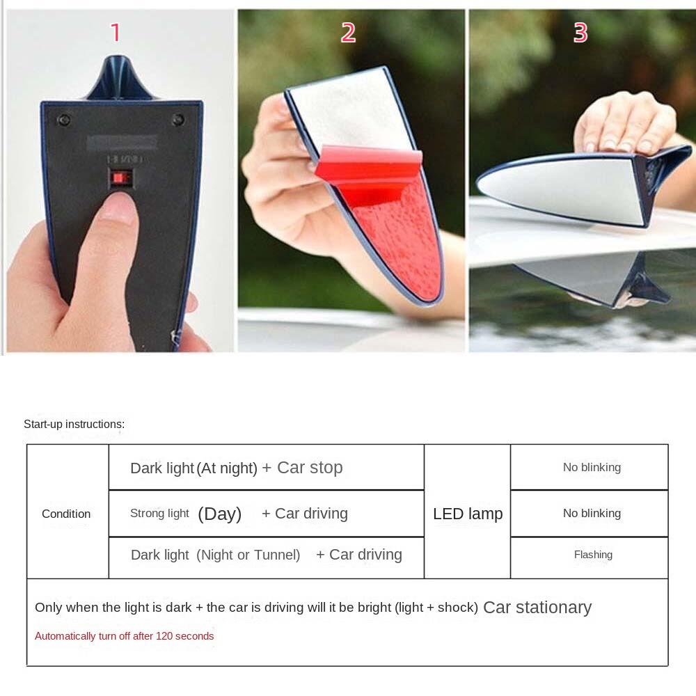 Lights Solar Shark Fin Antenna Car Decorative Light Warning Flash Lamp Rear-end LED flash lights