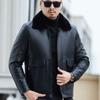 Winter Thickened Middle-aged and Elderly Dad's Leather Jacket with Plush Men's Lapel, Leather Jacket, and Fur Integrated Trend