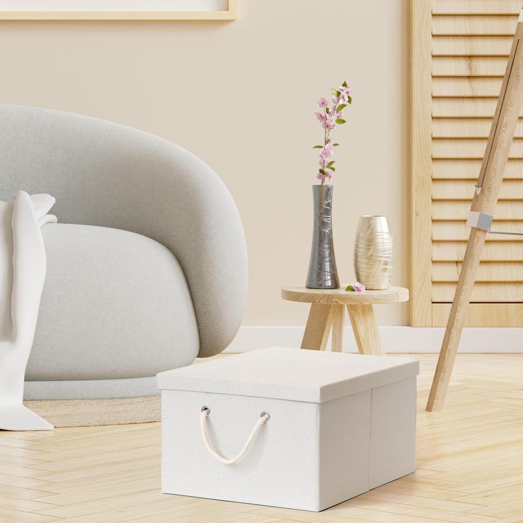 Fabric storage box with lid, large capacity, foldable, stackable, with handle, stylish design (36*50*22.5cm)