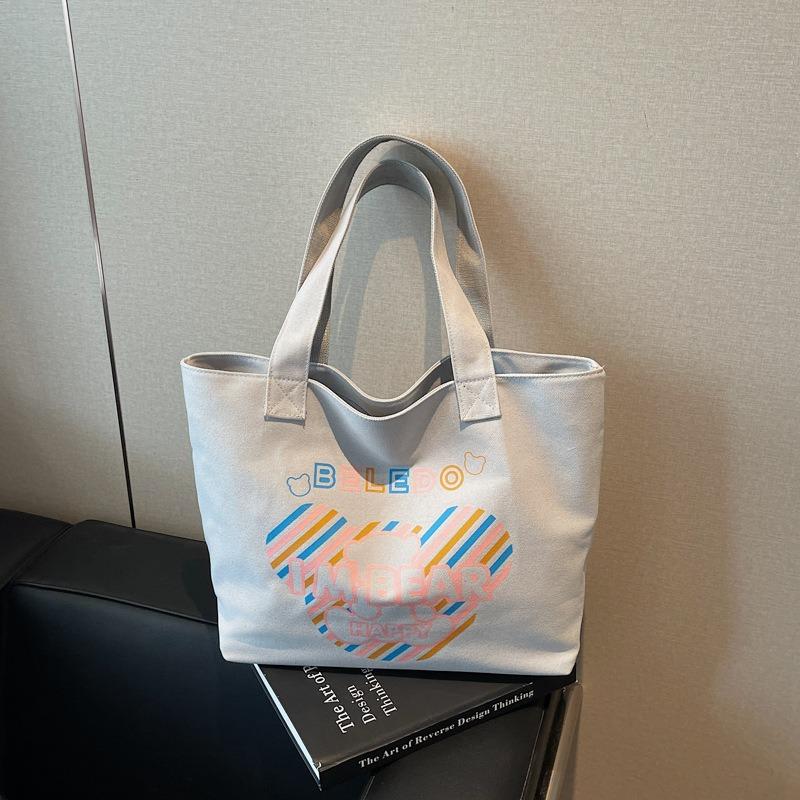 Вместительная сумка-тоут, универсальная мультяшная на плечо, сумка для поездок на работу, женская летняя новая повседневная холщовая сумка