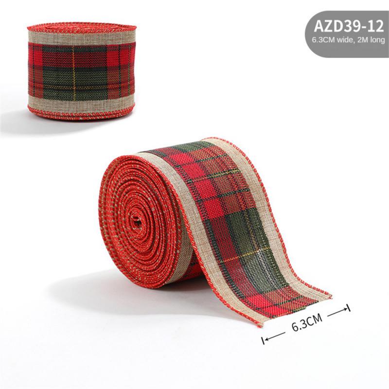 6,3 см льняная рождественская лента для упаковки подарков, рождественских елок, ленты для сделай сам, венок, банты, снеговик, веревка, украшение 2025 Navidad