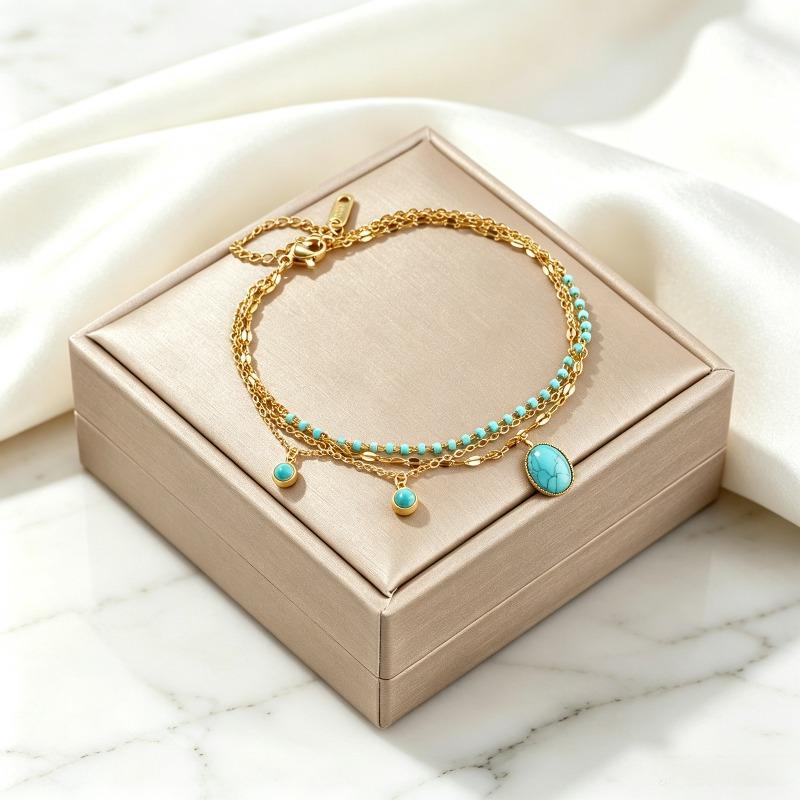 1Turquoise multi-layer women's bracelet jewelry, niche light luxury French-Korean style, casual and trendy, versatile, suitable for daily commuting,
