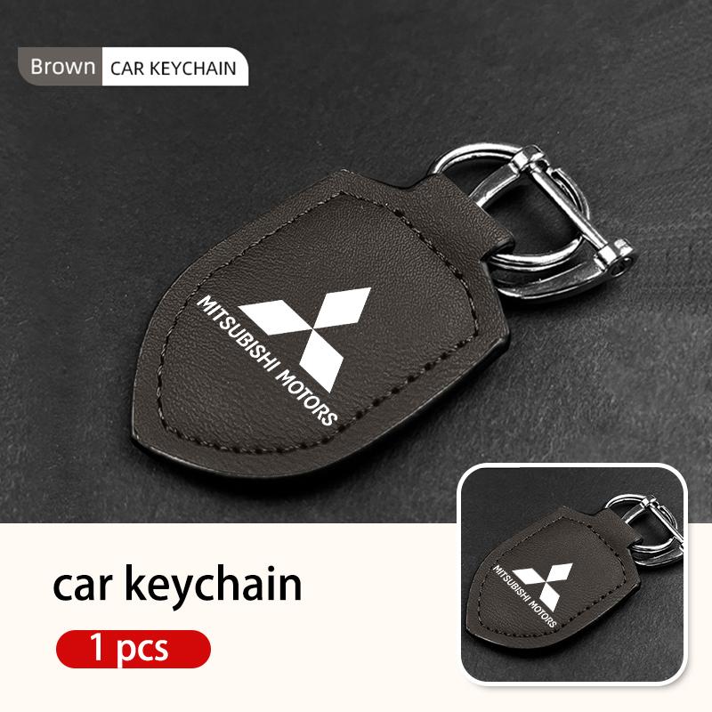 For Mitsubishi Fashion Leather Car Keychain Retro Style Keyrings Accessories Outlander Lancer L200 ASX Pajero Grandis Eclipse MF8