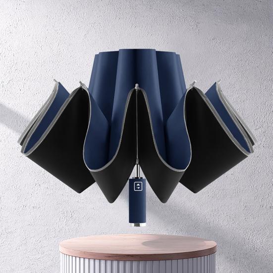 Rain Umbrella Wind-resistant Aluminum Alloy Bracket Outdoor Sun Rain Reverse Folding Umbrella for Going Out