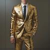 Men's Cross-Border Gold Stamped Party Suit - Shiny Cool Jacket for Stage & Nightclub