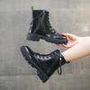 New  Boots Lace-up Boot Women Shoes Fashion Pu Ankle Boots Black Comfortable Zip Platform Boots 2024 Women's Boots Autumn