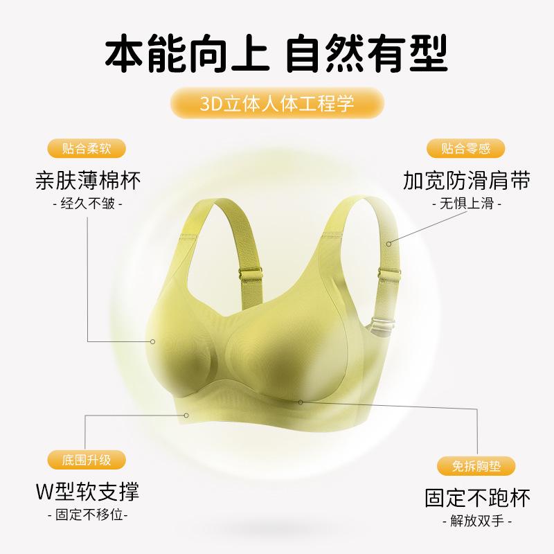 Traceless underwear women's summer thin breathable latex cup without steel ring soft support collection breast anti-sagging bra cover