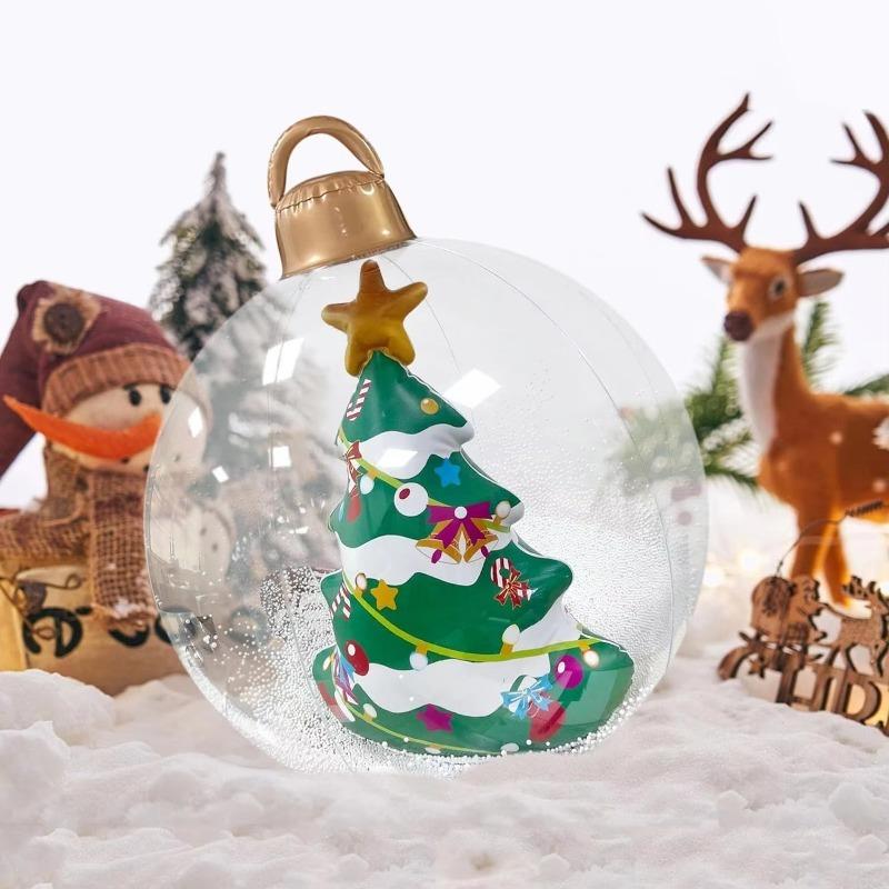 Christmas LED Lighted Transparent PVC Balloon Layer Inflatable Festive Ball for Outdoor Party Display Holiday Celebration Decor