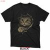 Винтажный Милый Кот Котёнок Рвущий Футболку Стираная Мягкая Универсальная мужская уличная одежда графическая Растянутая Повседневная винтажная Стираная