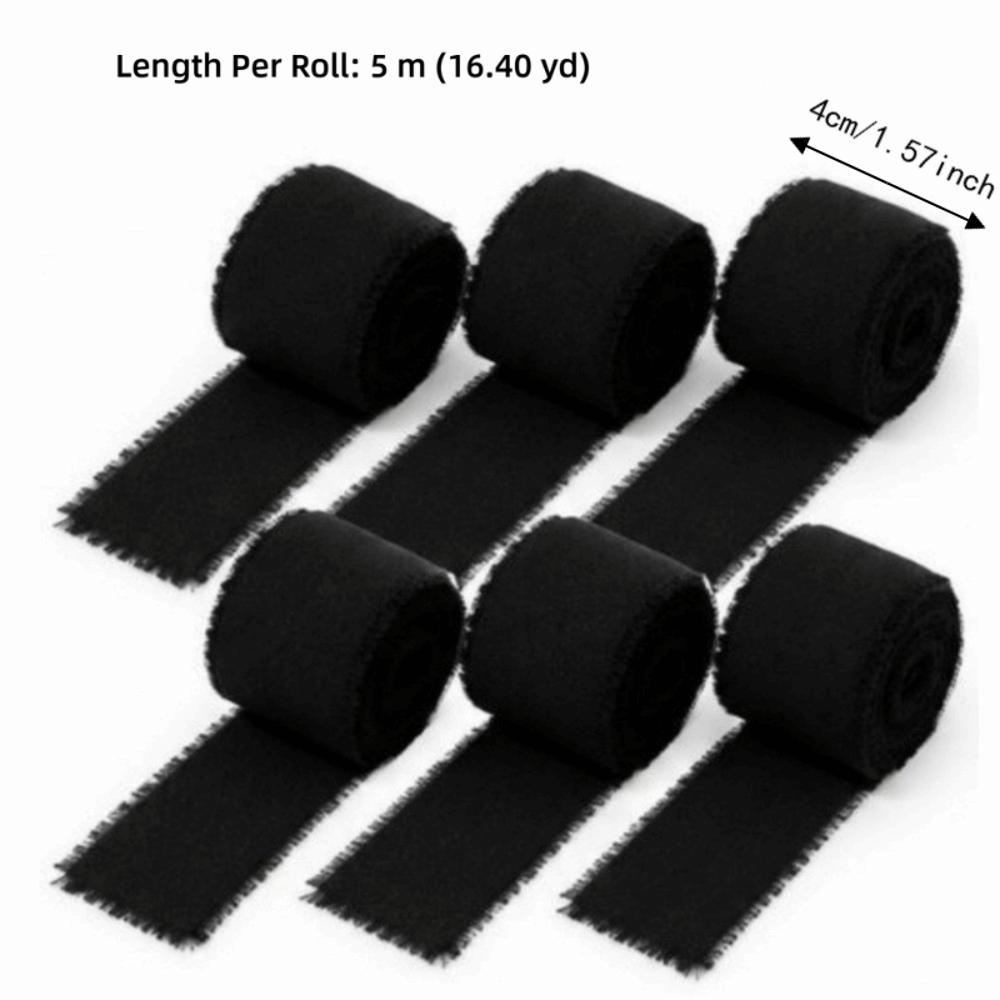 6pcs Pure Color Chiffon Ribbon Fringe Detail Bouquet Ribbon Fringe Chiffon Ribbon For DIY Craft