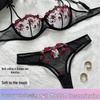 Y-Style Women's Sexy Ink Painting Embroidered Butterfly Lace Bra Set with Thin Cotton Cups for a Minimizing Effect