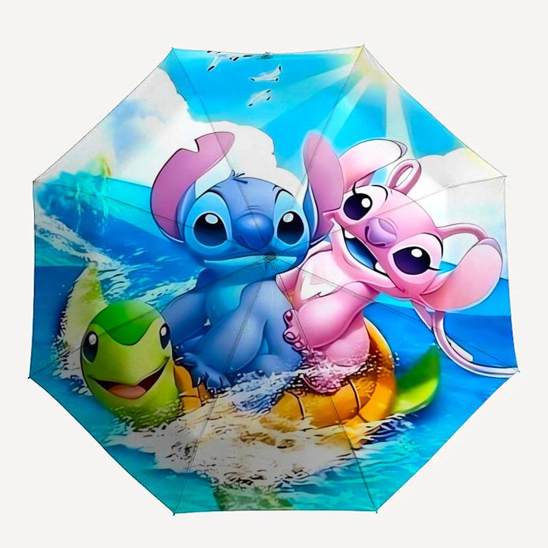 Stitch, Lilo Themed Automatic Opening and Closing Umbrella, Brightly Colored 8-rib Portable Umbrella, Suitable for Men and Women, A Perfect