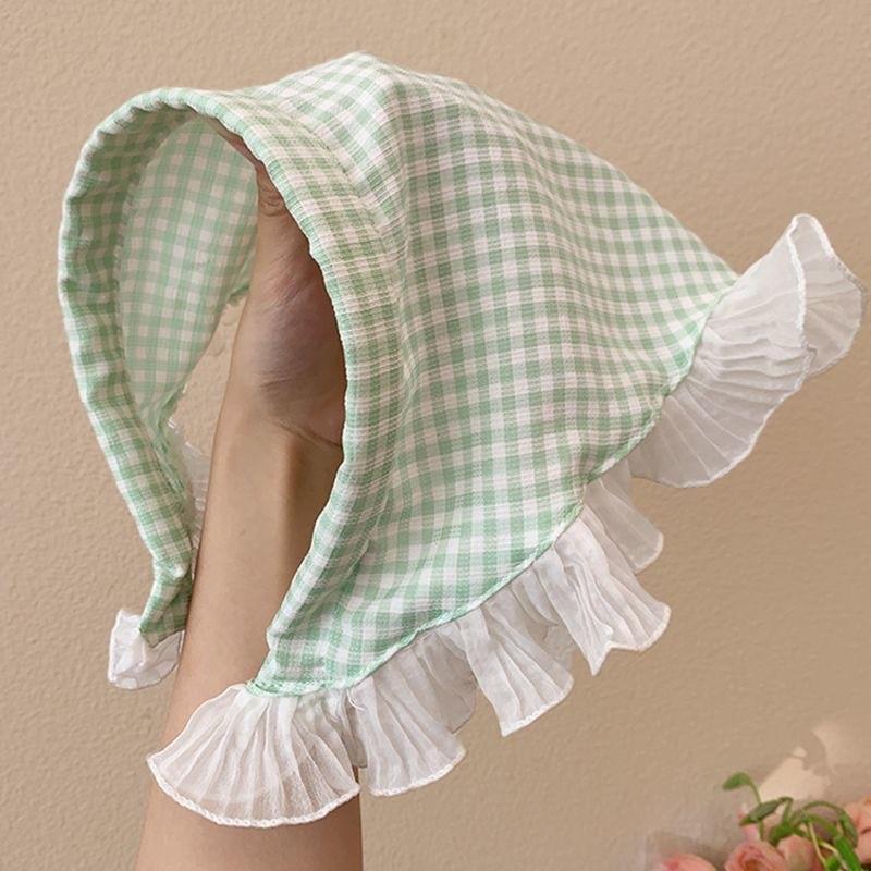 Scarf Headband French Retro Plaid Sweet And Cute Headscarf