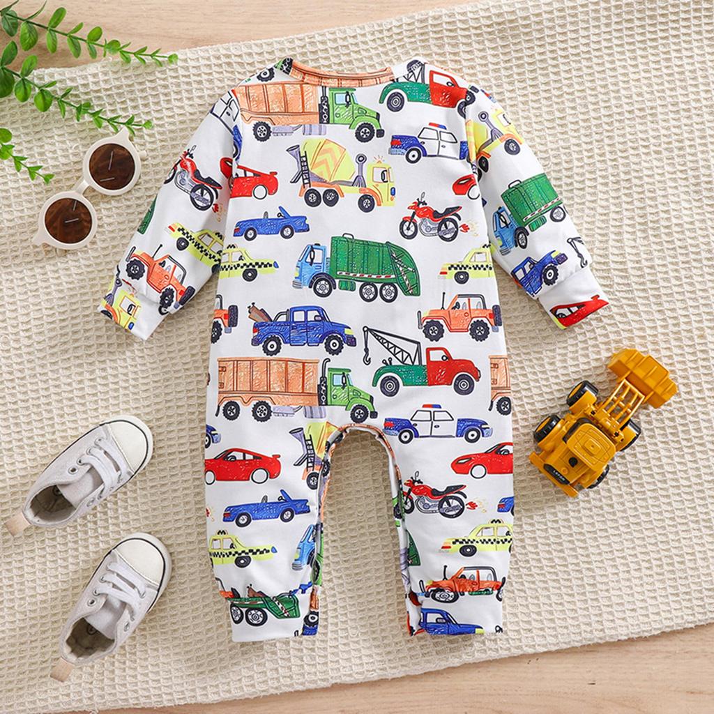 Детский комбинезон с длинными рукавами и милым принтом для мальчиков