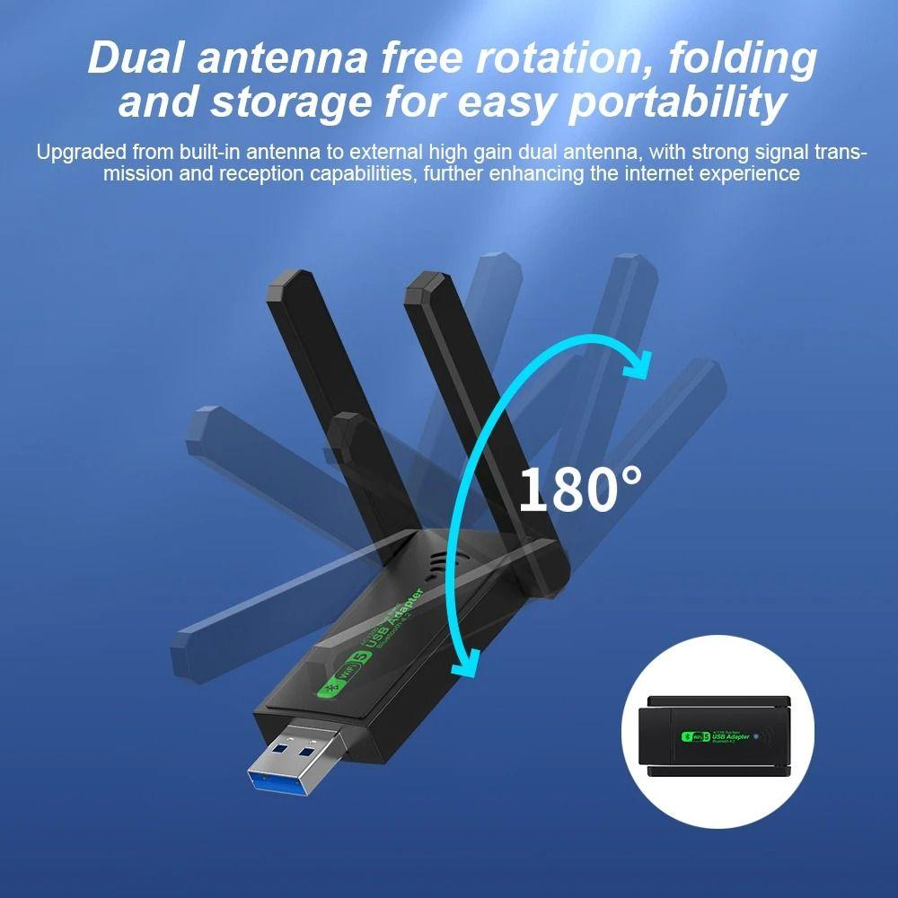 USB Сетевая карта Двухдиапазонная 2.4 ГГц/5 ГГц Беспроводной приемник-передатчик Для настольного ПК, ноутбука