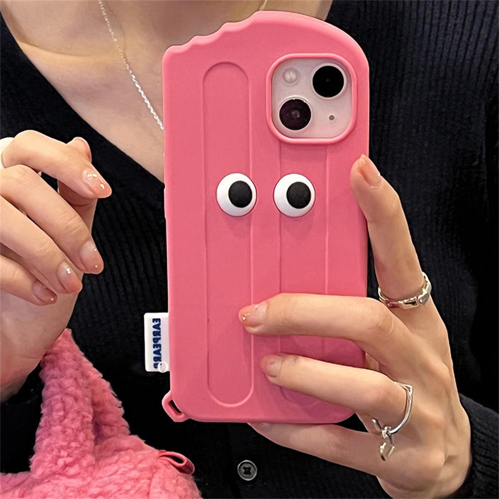 Ins милый мультяшный розовый чехол для телефона с мороженым для Iphone 13 12 11 Pro Xs Max X Xr 7 8 Plus Se 3, силиконовая мягкая задняя крышка с забавными глазами