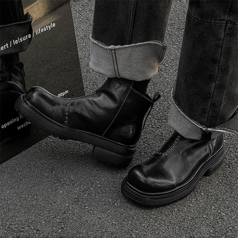2025 новые квадратные каблуки и ботильоны мужские британские ботинки челси короткие ботинки из овчины 66632-B