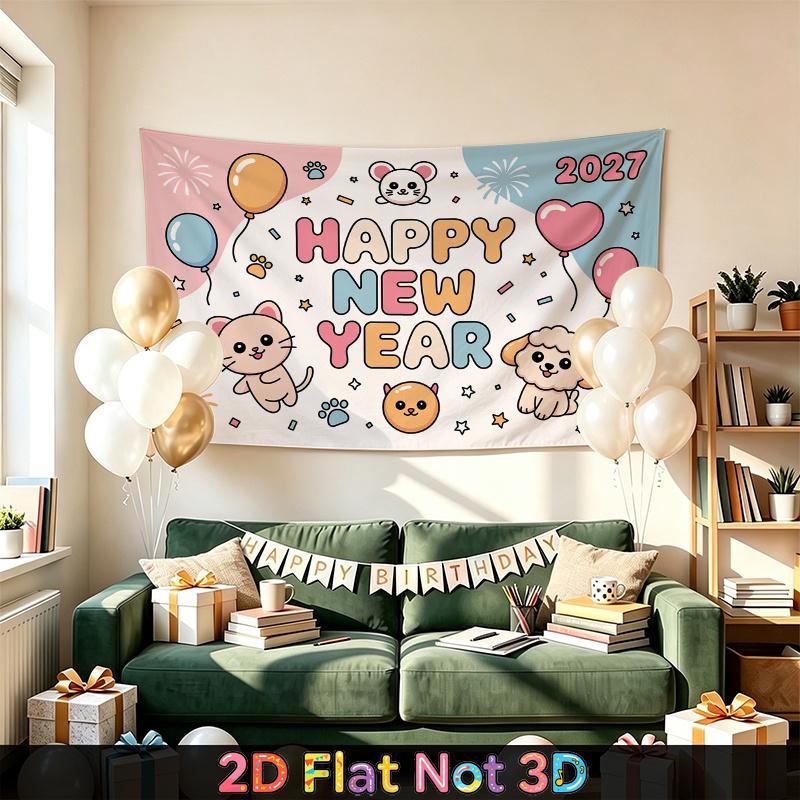 Party Backdrop New Year Animal Flat Cute Multi Layered Celebrations Photo Booth Decor Front Door Decor